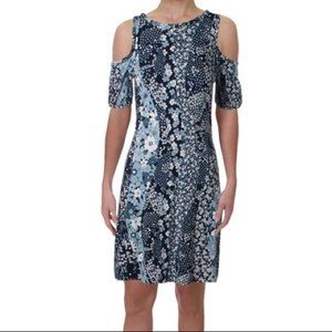 Michael Kors Floral Blue Cold Shoulder Dress